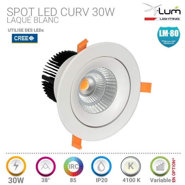 SPOT 15W CREE COB CURV 4100K 1360Lm 38° CRI85 DIMMABLE PERçAGE 90MM